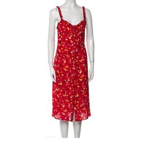 Realisation Par The Julia Mid-length button front floral dress in Rouge Fleur
